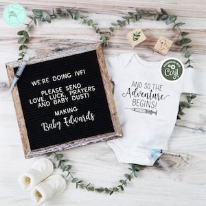 IVF Announcement, IVF Greenery Journey Announcement, Eucalyptus Social Media Letterboard Reveal Template for IVF, Fertility Journey Mockup