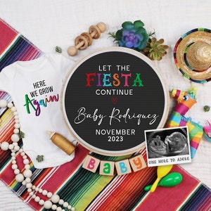 Anuncio de embarazo digital del Cinco de Mayo, Fiesta Grow Again Baby #2 #3 Etc. Revelación de anuncio, Plantilla de revelación de bebé en redes sociales