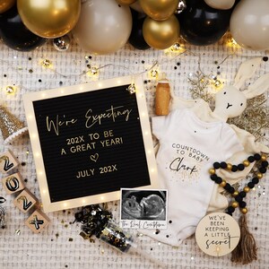 Boho New Year's Eve Pregnancy Announcement: Gender Neutral (Digital)
