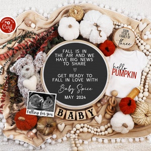 Fall Digital Pregnancy Announcement, Boho Fall in Love Baby Reveal, Autumn Gender Neutral Baby Announcement, Social Media Fall is in the Air