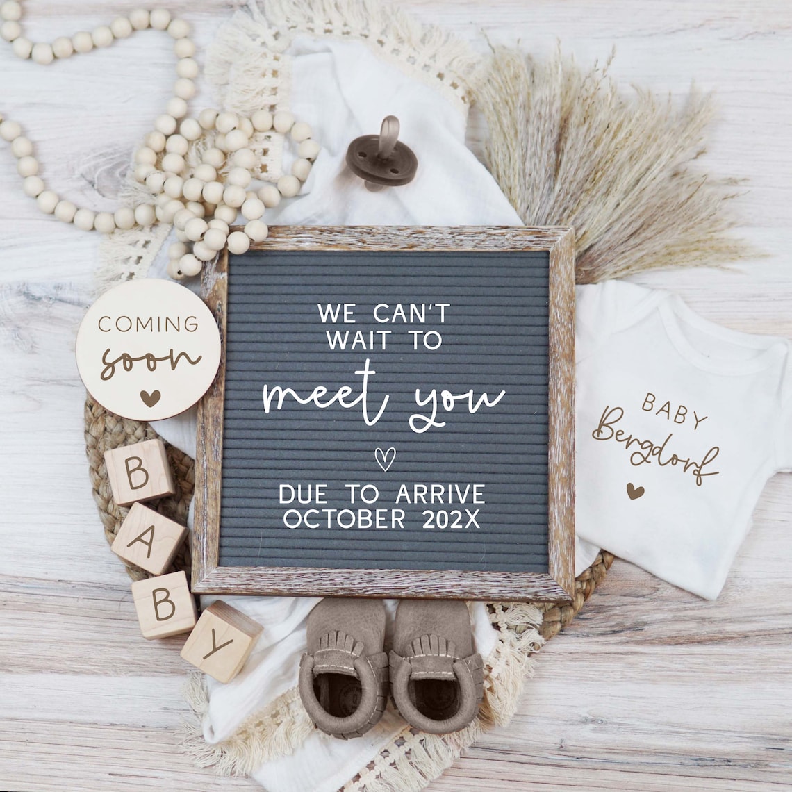 Digital Pregnancy Announcement Boho Baby Announcement Gender Etsy