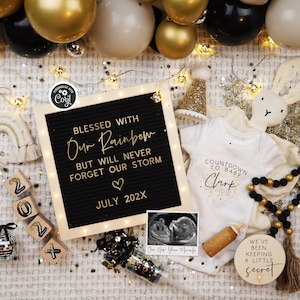 New Year's Rainbow Baby Announcement: Boho Digital Pregnancy Reveal imagem 1