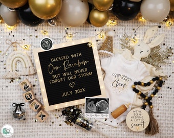 New Years Eve Rainbow Baby Announcement, Digital Boho New Year Our Rainbow Baby Pregnancy Announcement, Countdown to NYE Rainbow Baby