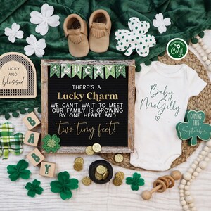 Graviditetsmeddelande för St Patricks Day: Lyckobringare, könsneutral (digital mall) bild 2