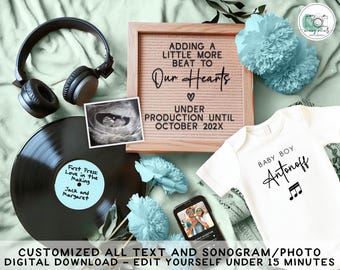 Boy Music Baby Announcement: Boho Producer Reveal (Digital)