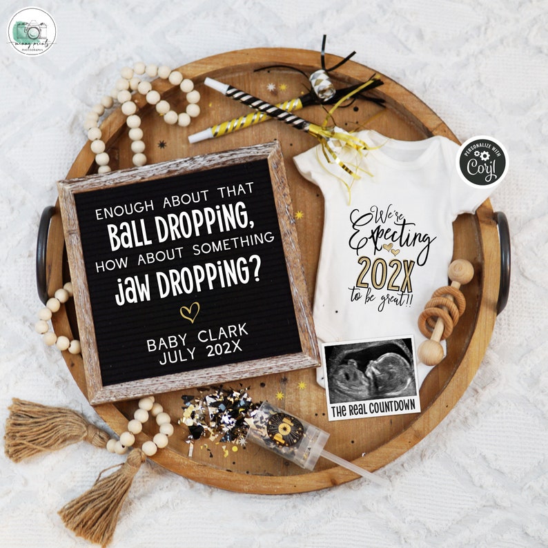 Boho New Year's Eve Pregnancy Announcement: Gender Neutral (Digital) image 1