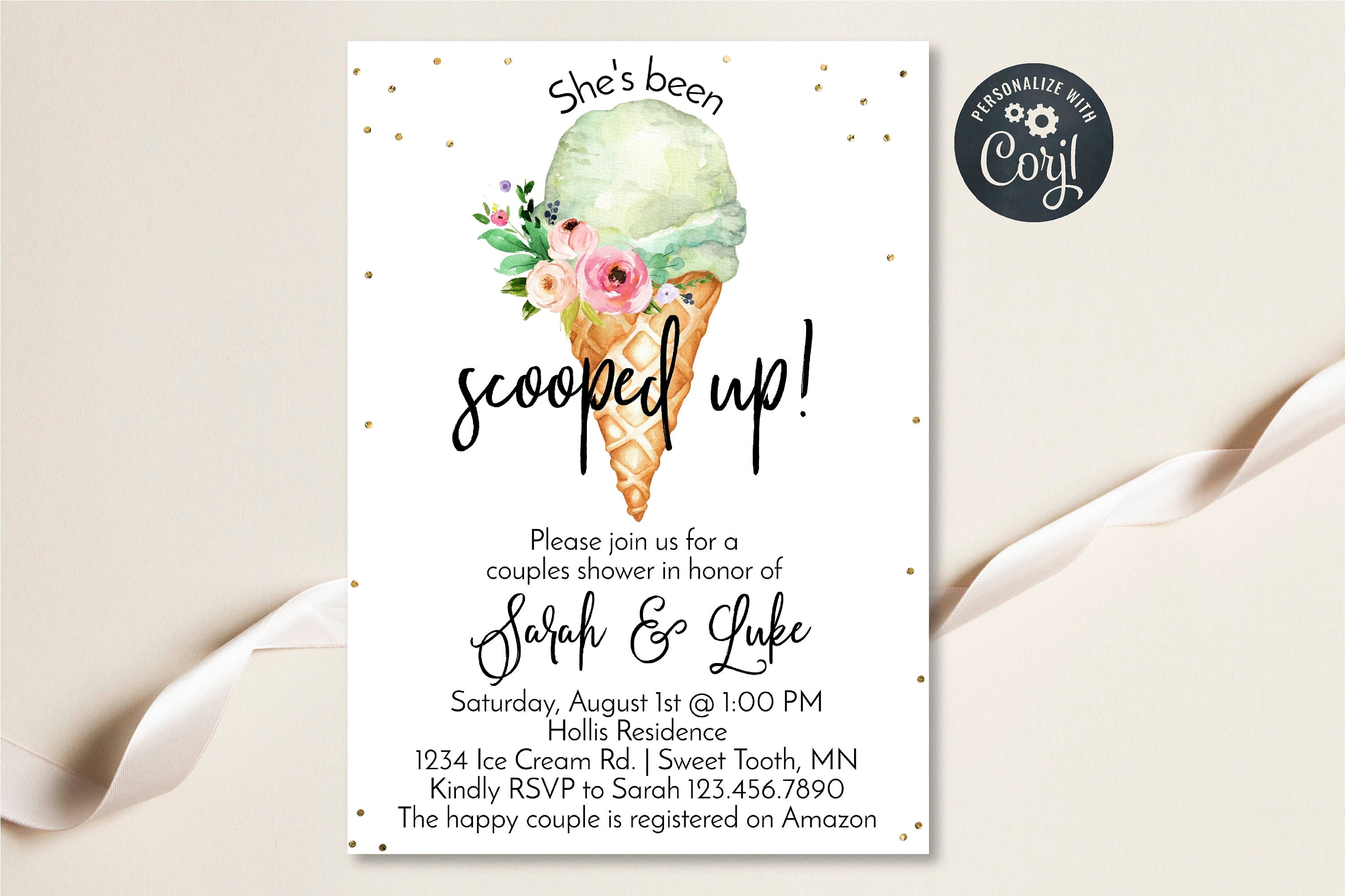 Ice Cream Bridal Shower Invitation She's Been Scooped up Etsy