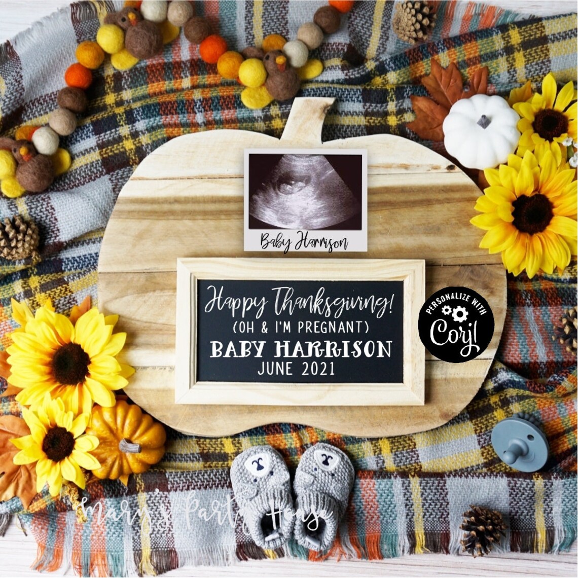 Thanksgiving Pregnancy Announcement Digital Social Media Fall Etsy