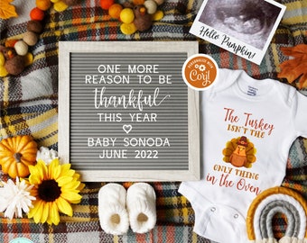 Thanksgiving Pregnancy Announcement, Pregnancy Announcement for Social Media, Fall Pregnancy, Letter Board, Plaid, Turkey, Digital, Pumpkin