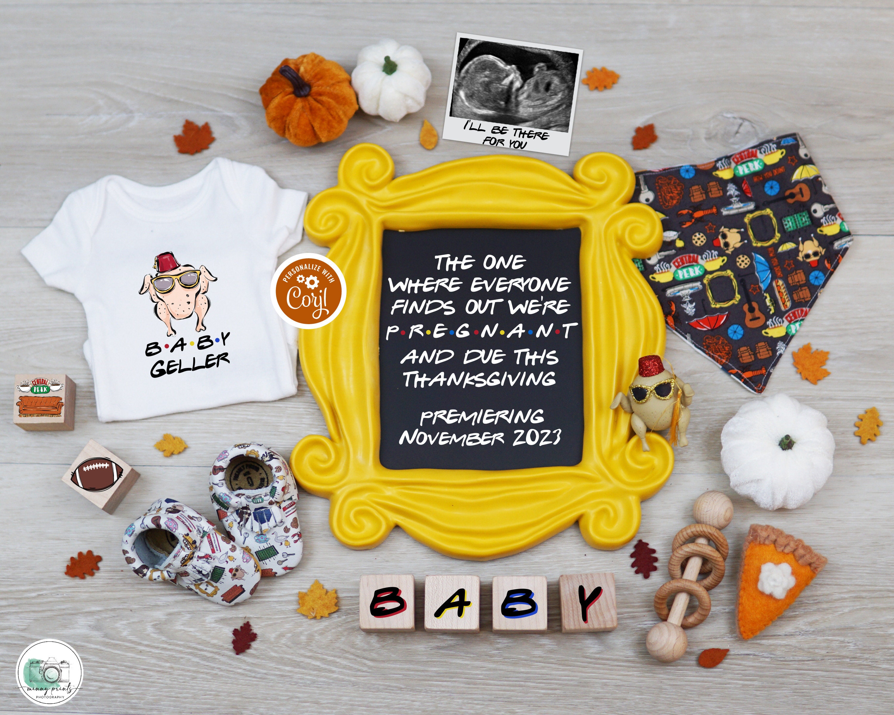 Friends Thanksgiving Pregnancy Announcement Digital, Friends Friendsgiving Baby Reveal, Editable Social Media Template, Due November