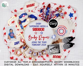 Superhero Sibling Pregnancy Announcement: Comic Book Baby Reveal (Digital Download)