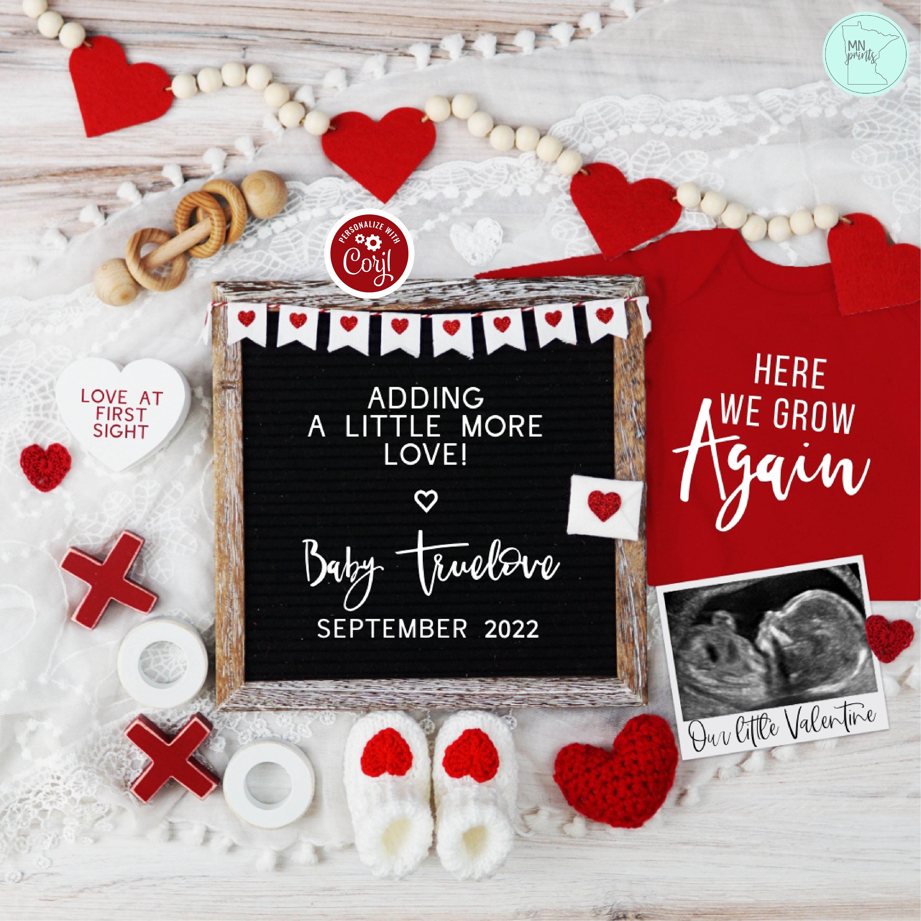 Valentine S Day Pregnancy Announcement Digital Editable Etsy