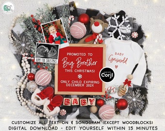 Big Brother Christmas Pregnancy Announcement: Holiday Baby #2 (Digital Download)