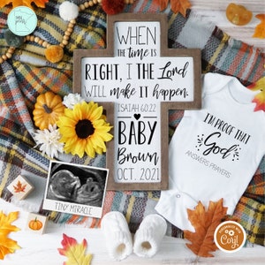 Fall Christian Pregnancy Announcement, Isaiah 60:22 Religious Pregnancy Reveal, Social Media Autumn Pregnancy Announcement Template