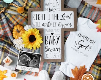 Fall Christian Pregnancy Announcement, Isaiah 60:22 Religious Pregnancy Reveal, Social Media Autumn Pregnancy Announcement Template