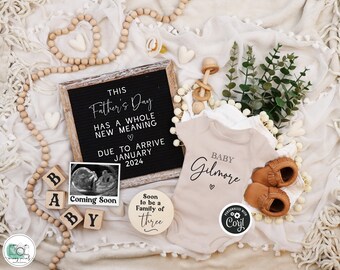 Father's Day Digital Pregnancy Announcement, Boho Gender Neutral Editable Template, Spring Baby Announcement, Whole New Meaning, FDPA