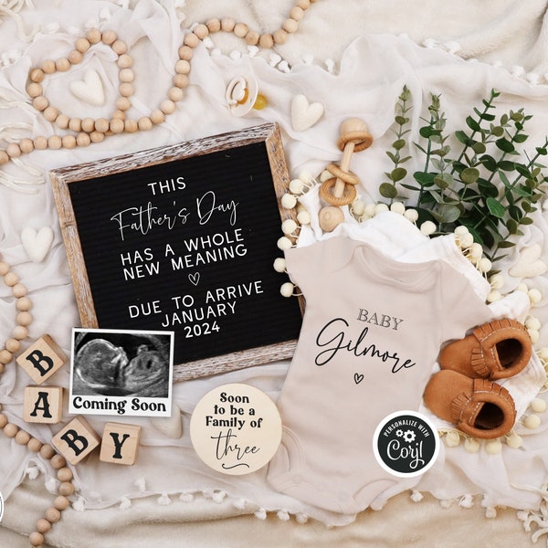 Father's Day Pregnancy Announcement, Gender Neutral, Boho Theme (Digital Template)