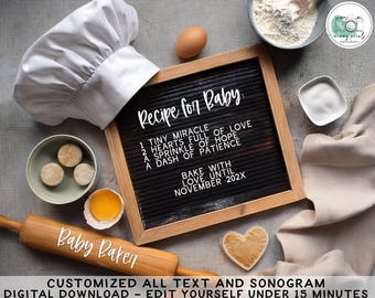 Baker Baby Announcement: Gender Neutral Recipe, Boho Social Media (Digital)