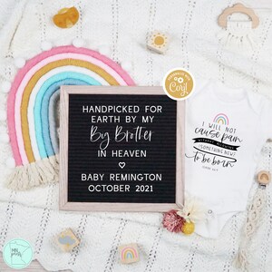 Rainbow Baby Pregnancy Announcement, Editable Handpicked by Heaven Social Media Pregnancy Template, Letter Board Digital Pregnancy Reveal image 2