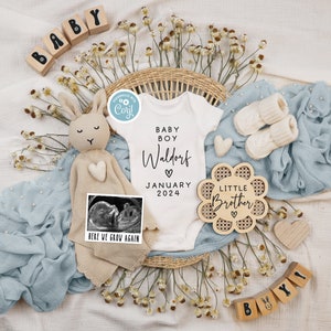 Little Brother Pregnancy Announcement Digital, It&#39;s a Boy #2 Gender Reveal Baby Announcement, Spring Social Media Reveal, Here We Grow Again