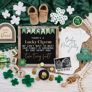 Graviditetsmeddelande för St Patricks Day: Lyckobringare, könsneutral (digital mall) bild 1