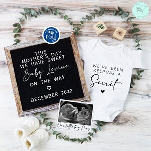 Moederdag zwangerschap aankondiging digitaal, we zijn zwanger aankondiging, genderneutrale babysjabloon, minimalistische baby onthullen, MDPA