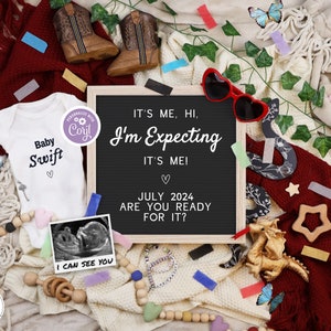Funny TS Pregnancy Announcement Digital, Funny Taylor Eras Themed Baby Reveal Template, Pop Culture Baby Announcement for Social Media
