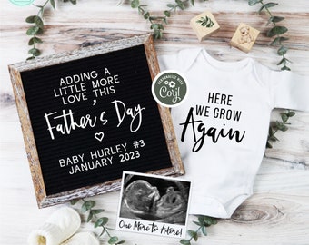 Father's Day Pregnancy Announcement, Here We Grow Again Pregnancy Announcement Digital, Baby #2 #3 Etc, Greenery Social Media Template, FDPA