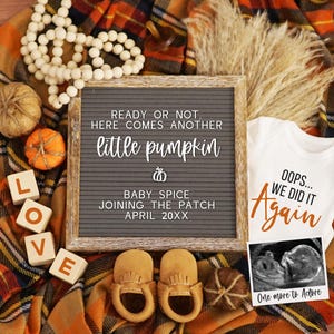 Funny Fall Pregnancy Announcement Digital, 2nd 3rd 4th 5th Pregnancy Reveal, Oops We Did It Again Baby Announcement, Another Little Pumpkin