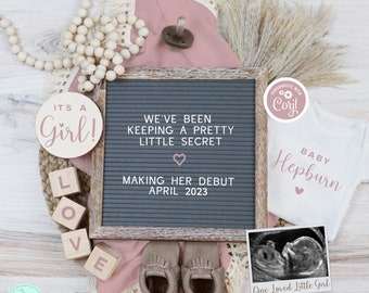 Girl Pregnancy Announcement Digital, It's a Girl Gender Reveal Baby Announcement, Boho Blush Pink Baby Girl Reveal for Social Media