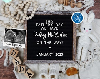 Father's Day Pregnancy Announcement Digital, We're Expecting Announcement, Gender Neutral Baby Template, Minimalist Baby on the Way, FDPA