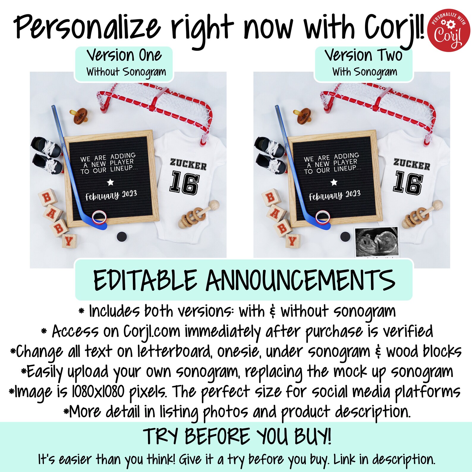 Hockey Pregnancy Announcement Digital Father's Day Sports Etsy