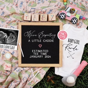 Girl Golf Pregnancy Announcement, Digital Fathers Day Sports Baby Reveal, We&#39;re Expecting a Little Caddie, It&#39;s a Girl Social Media, FDPA