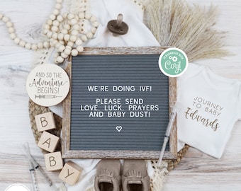 IVF Announcement, IVF Boho Journey Announcement, Bohemian Social Media Letterboard Reveal Template for IVF, Fertility Journey Mockup