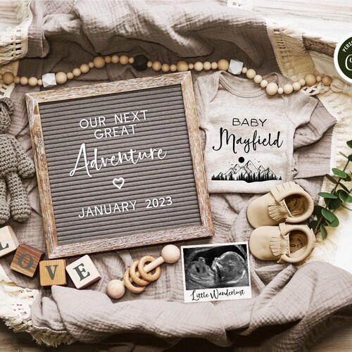 Digital Pregnancy Announcement Gender Neutral Boho Instagram Etsy
