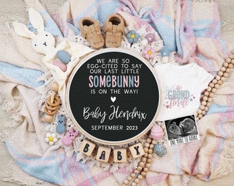 Easter Pregnancy Announcement Digital, Spring Baby Announcement, Boho Gender Neutral Template, Egg-icted for last Somebunny, Grand Finale