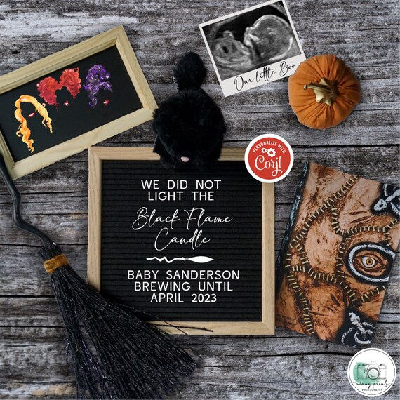 Funny Digital Pregnancy Announcement, Halloween Pregnancy Reveal, Witch