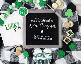 IVF St Patrick's Day Pregnancy Announcement Digital, Editable Social Media IVF Pregnancy Reveal, IVF St Paddys Lucky Shot Baby Reveal