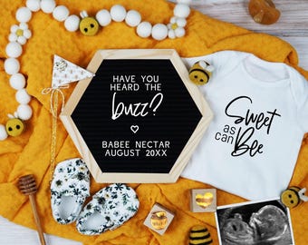 Bee Pregnancy Announcement: Honeycomb Baby Reveal (Digital)