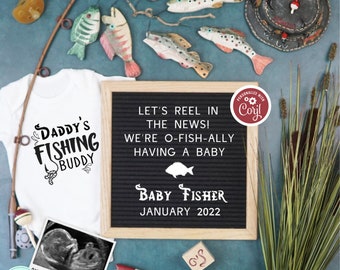Fishing Pregnancy Announcement Digital, Father&#39;s Day Pregnancy Announcement Template, O-Fish-Ally Pregnant, Our Greatest Catch, FDPA