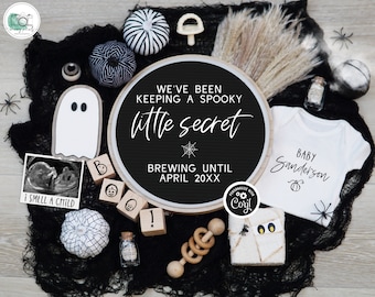 We've Been Keeping a Secret Pregnancy Announcement, Digital Halloween Pregnancy Announcement, Spooky Witch Boho Gender Neutral Baby Reveal