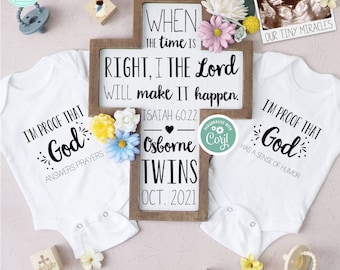 Isaiah 60:22 Christian Twins Pregnancy Announcement, Social Media Twins Pregnancy Announcement Template, Spring Religious Pregnancy Reveal