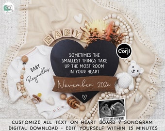Pregnancy Announcement Digital Boho Adventure Spring Baby Reveal Social Media Editable Template Smallest Things Take Up Most Room in Heart