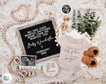 IVF Digital Pregnancy Announcement, Love & Science Baby Announcement, Social Media Reveal, Editable Gender Neutral Template, No One Ever