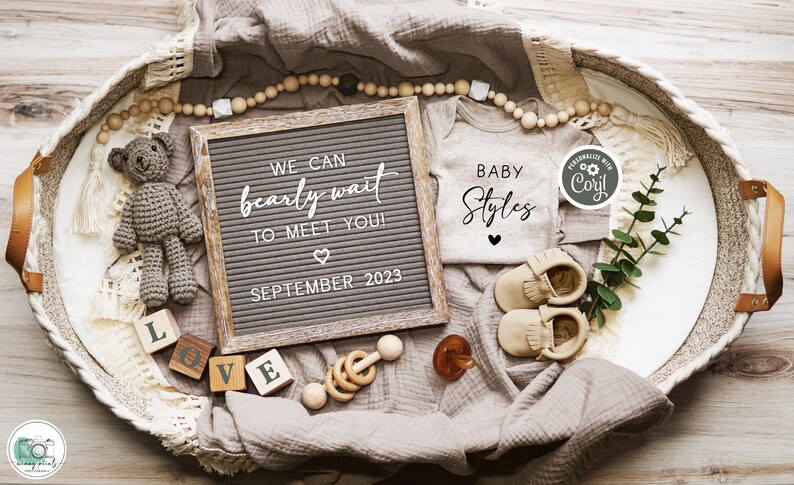 Boho 'Bearly Wait' Pregnancy Announcement: Gender Neutral, Social Media (Digital) image 2
