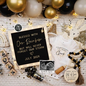 New Years Eve IVF Rainbow Baby Announcement, Digital Boho New Year Our Rainbow Baby Pregnancy Announcement, Countdown to NYE Rainbow Baby