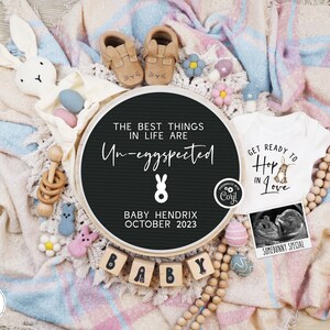 Easter Pregnancy Announcement Digital, Spring Baby Announcement, Boho Bunny Gender Neutral Template, Best Things are Uneggspected