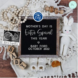 Anuncio de embarazo del Día de la Madre, Plantilla de bebé de tablero de cartas neutrales de género, Revelación de bebé minimalista Boho, Revelación de embarazo digital, MDPA