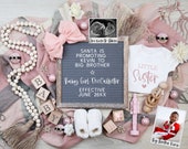 Little Sister Christmas Pregnancy Announcement, Digital It's a GIrl Gender Reveal, Baby Girl #2 Announcement, Girl Reveal for Social Media Il_170x135
