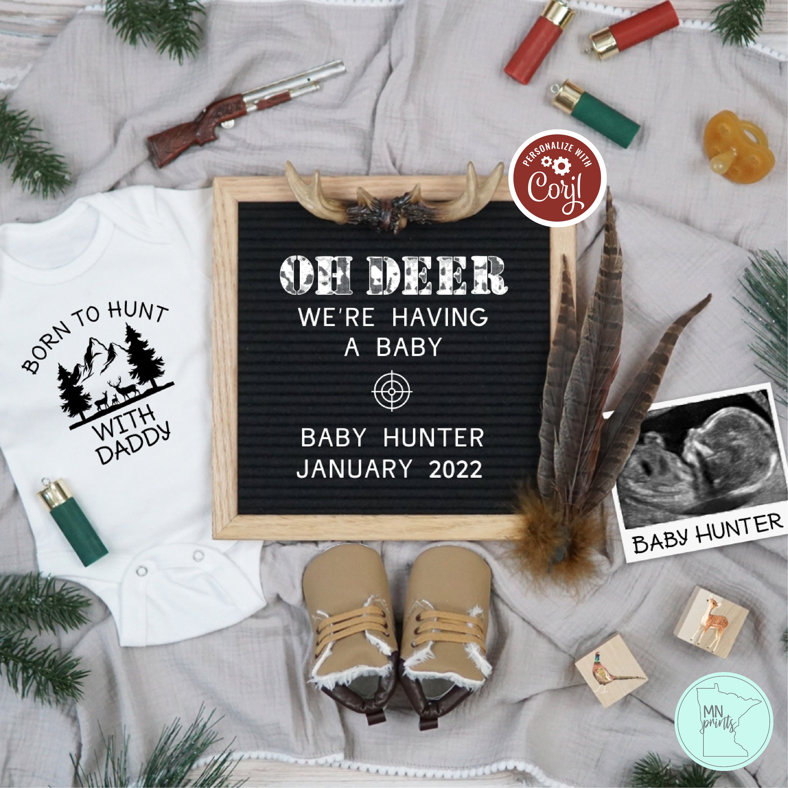 Hunting Pregnancy Announcement Digital Editable Father's Etsy